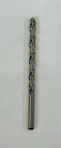 A single metal drill bit, wire size 7, with a twisted flute design, shown vertically against a light gray textured background.