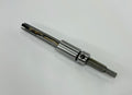 A metallic cylindrical tool or hardware component with a hexagonal shaft, photographed diagonally on a plain light background.